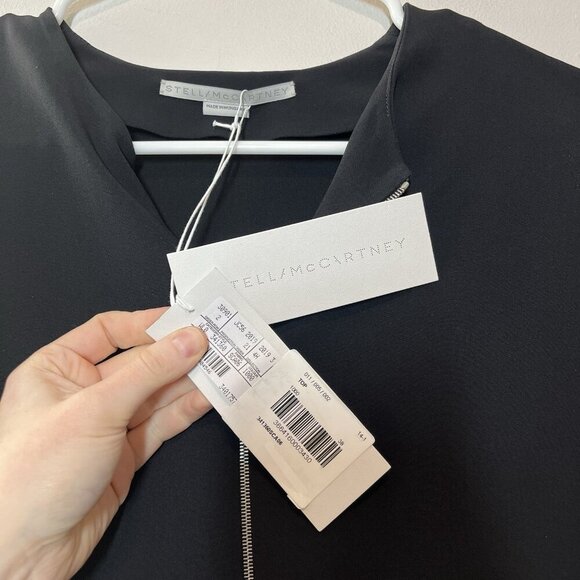 Stella McCartney NWT Black Arlesa Quarter Zip Blouse Size 38 - Picture 5 of 11